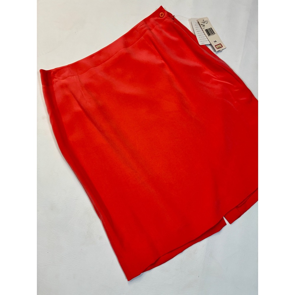 Jones New York Coral Silk Pencil Skirt Size 14 Career Office Business